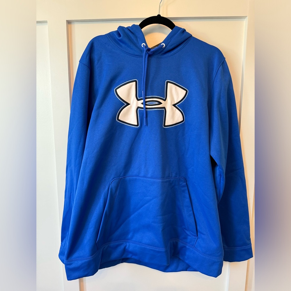 Under Armour UA Men’s Hooded Sweatshirt Loose Fit XL NWT New Blue white Hoodie
